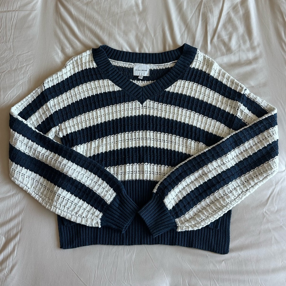 Brand New Striped Navy and White Women's Sweater
